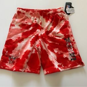 Youth Chicago Bulls Red and White Tie-Dye Shorts